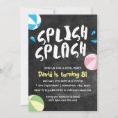 Splish Splash Pool Party Chalkboard Geburtstag Einladung (Vorderseite)