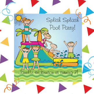 Splish Splash Pool Party Custom Schwimmen Geburtst Einladung