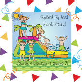Splish Splash Pool Party Custom Schwimmen Geburtst Einladung