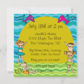 Splish Splash Pool Party Custom Schwimmen Geburtst Einladung (Rückseite)
