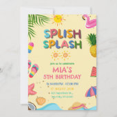 Splish Splash Pool Party Geburtstag Einladung (Vorderseite)