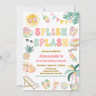 Splish Splash Pool Party Geburtstag Einladung