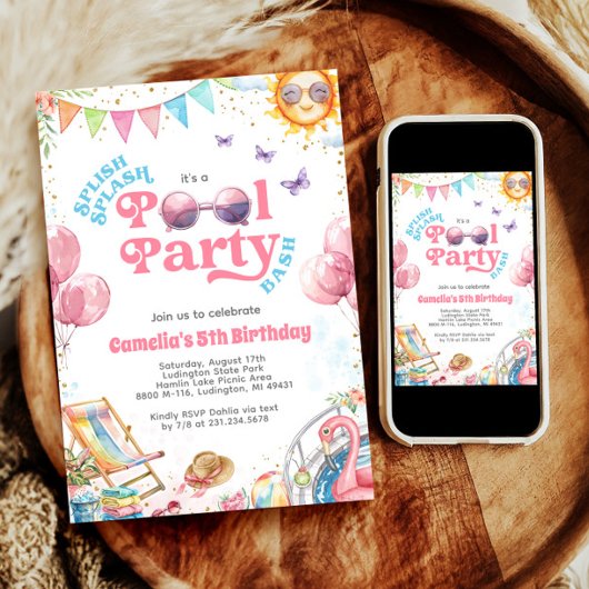 Splish Splash Pool Party Geburtstag Einladung