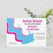 Splish Splash Pool Party Geburtstag Einladung (Stehend Vorderseite)