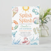Splish Splash Pool Party Geburtstag Einladung (Stehend Vorderseite)