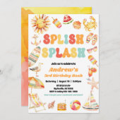 Splish Splash Pool Party Geburtstag Einladung (Vorne/Hinten)