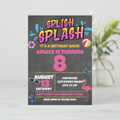 Splish Splash Pool Party Geburtstag Einladung (Stehend Vorderseite)