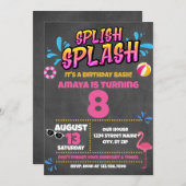 Splish Splash Pool Party Geburtstag Einladung (Vorne/Hinten)