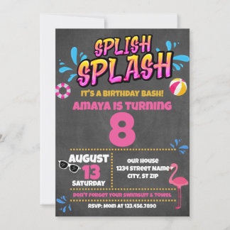 Splish Splash Pool Party Geburtstag Einladung
