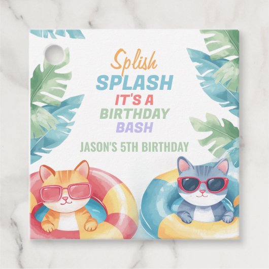 Splish Splash Pool Party Geburtstag Geschenkanhänger (Vorderseite)