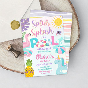 Splish Splash Pool Party Girl Birthday Einladung