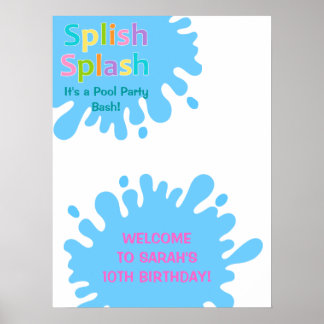 Splish Splash Pool Party Girl Birthday Poster