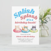 Splish Splash Pool Party Girl Einladung (Stehend Vorderseite)