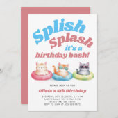 Splish Splash Pool Party Girl Einladung (Vorne/Hinten)