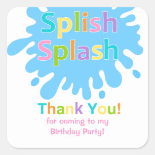 Splish Splash Pool Party Girl Geburtstagsticker Quadratischer Aufkleber