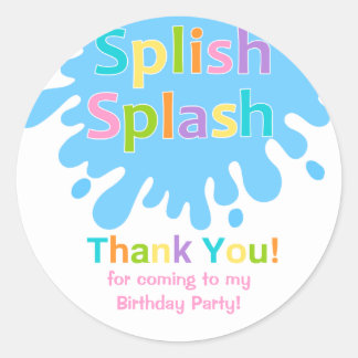 Splish Splash Pool Party Girl Geburtstagsticker Runder Aufkleber