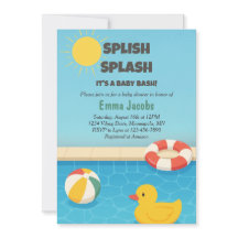 Splish Splash Pool Party Kinderdusche Einladung