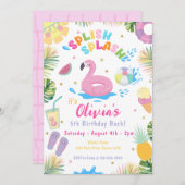 Splish Splash Pool Party Sommerwasser Geburtstag Einladung (Vorne/Hinten)