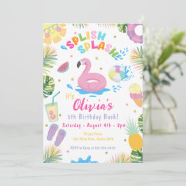 Splish Splash Pool Party Sommerwasser Geburtstag Einladung