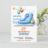 Splish Splash Pool Party Wasserrutsche Geburtstag Einladung (Stehend Vorderseite)