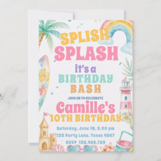 Splish Splash Pool Sommer-Party Geburtstag Einladung