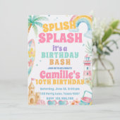 Splish Splash Pool Sommer-Party Geburtstag Einladung (Stehend Vorderseite)