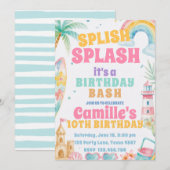 Splish Splash Pool Sommer-Party Geburtstag Einladung (Vorne/Hinten)
