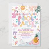 Splish Splash Poolparty Sommer Geburtstag Einladung (Vorderseite)
