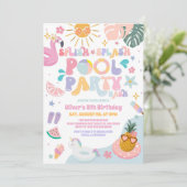Splish Splash Poolparty Sommer Geburtstag Einladung (Stehend Vorderseite)