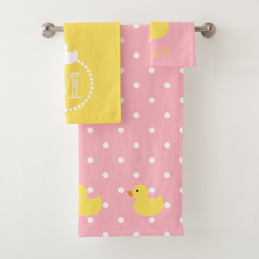 Splish Splash Rubber Enten Monogram Badhandtuch Set (Insitu)
