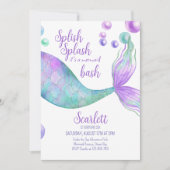 Splish Splash seine Mermaid Bash Birthday Party Einladung (Vorderseite)