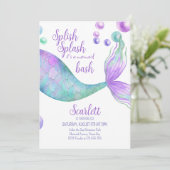 Splish Splash seine Mermaid Bash Birthday Party Einladung (Stehend Vorderseite)