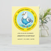 Splish Splash Spaß Seagull Sommer Pool Party Einladung (Stehend Vorderseite)