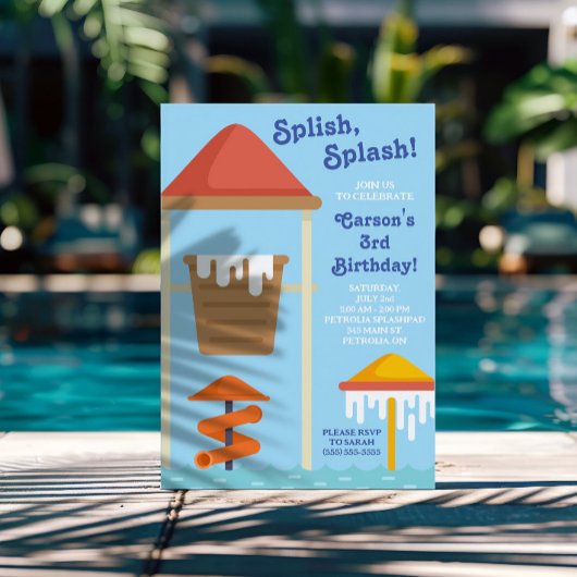 Splish, Splash! Splash Pad, Wasserpark Geburtstag Einladung