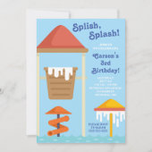 Splish, Splash! Splash Pad, Wasserpark Geburtstag Einladung (Vorderseite)