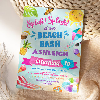 Splish Splash Strand Geburtstagseinladung Einladung