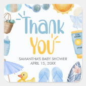 Splish Splash Summer Baby Shower Quadratischer Aufkleber (Vorderseite)