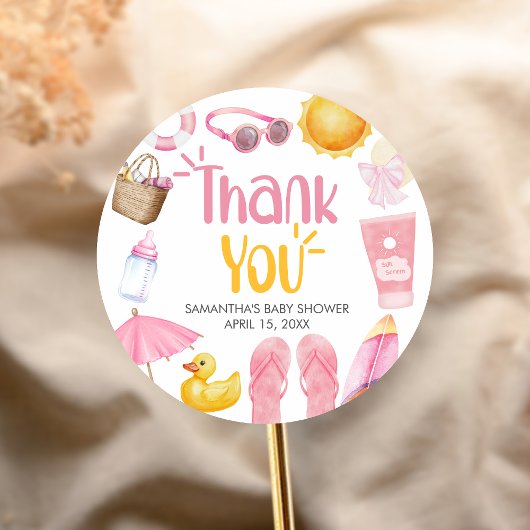 Splish Splash Summer Baby Shower Runder Aufkleber