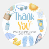 Splish Splash Summer Baby Shower Runder Aufkleber (Vorderseite)