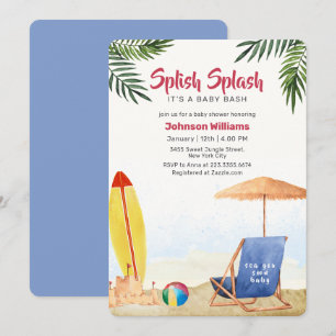 Splish Splash Surfbrett Strandjunge Baby Shower Einladung