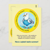 Splish Splash-tastischer Sommer Hawaii Vogel Gruß Postkarte (Vorne/Hinten)