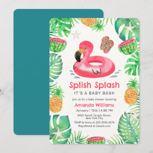 Splish Splash Tropischer Strandpool Baby Shower  Einladung