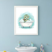 Splish Splash Turtle Time Kids Bathroom Wall Art Poster
