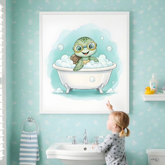 Splish Splash Turtle Time Kinder Badezimmer Wandku Poster