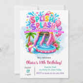 Splish Splash Waterslide Birthday | Bounce House Einladung (Vorderseite)