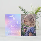 Splish Splash Whimsical Funkelnd Mermaid Einladung (Stehend Vorderseite)