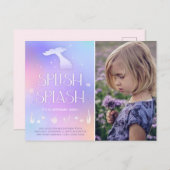 Splish Splash Whimsical Funkelnd Mermaid Geburtsta Postkarte (Vorne/Hinten)
