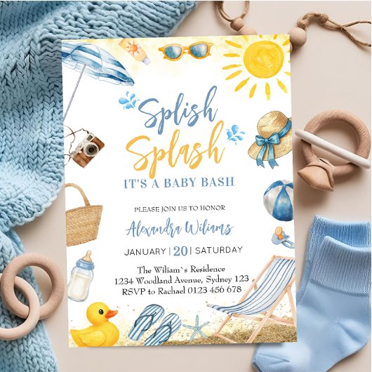 Splish SplashBlue Boy Baby Shower Einladung