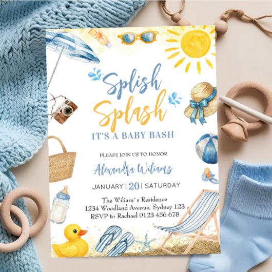 Splish SplashBlue Junge Baby Shower Einladung