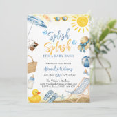 Splish SplashBlue Junge Baby Shower Einladung (Stehend Vorderseite)